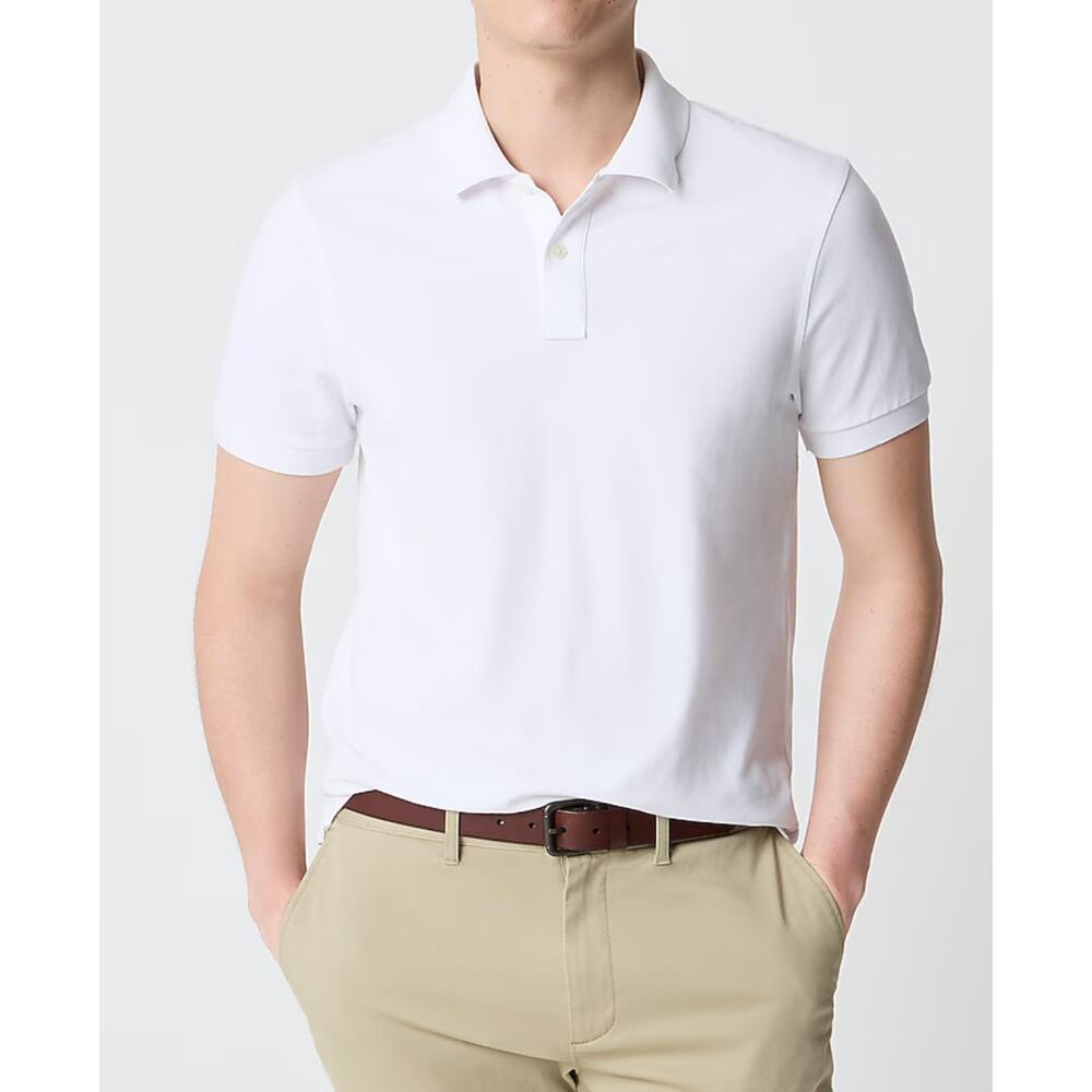 J.Crew Factory | NWT Flex Piqué Polo Shirt White Short Sleeve | Men’s S